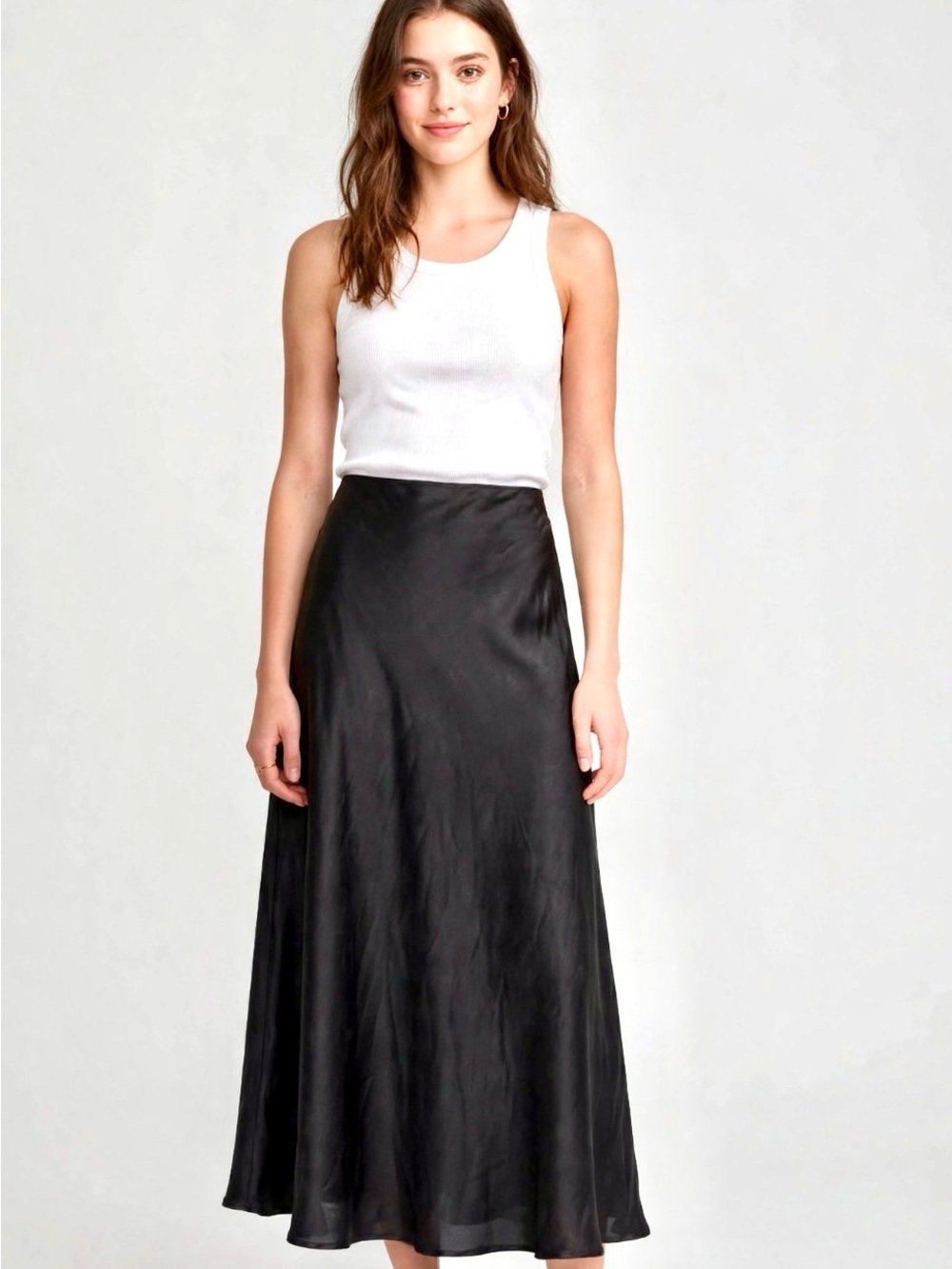 wild fable size large Black Maxi Satin Skirt 90s Y2K Bias Cut Old Money Luxury